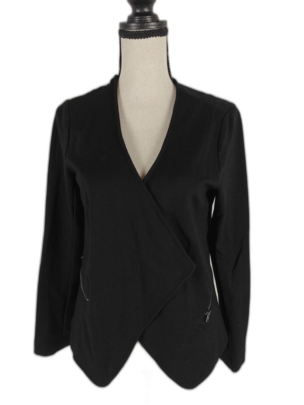 Women Goldray Open Front Asymmetrical Jacket Black Medium